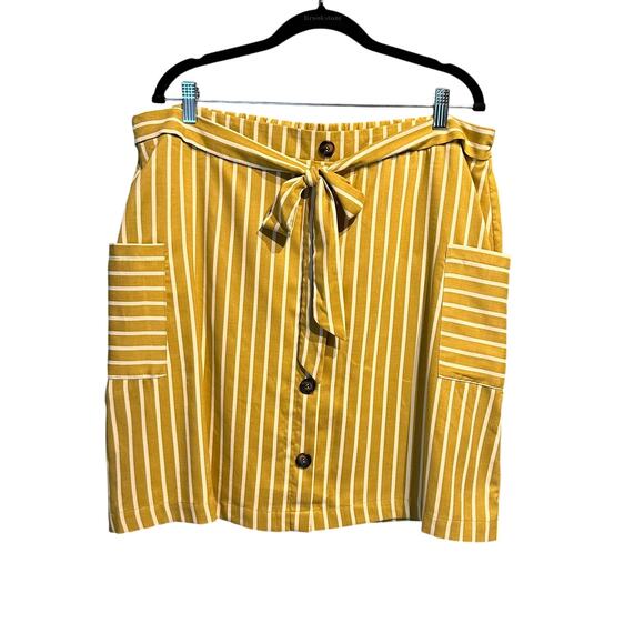 Altar'd State A Beautiful Soul Mini Skirt Mustard White Striped Fall Boho Large - Picture 1 of 10